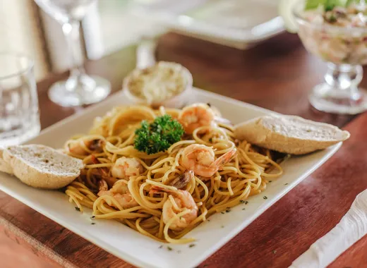 Pasta con camarones — Nambí Lodge Nicaragua